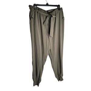 One by Chapter One Jogger Dressy Pants Elastic Waist Olive Womens Large NWT